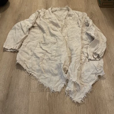 Milio Milano женщин L хаки льняная рубашка кардиган открытый H59 - Изображение 1 из 4