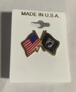 USA & Pow Mia You Are Not Forgotten Crossed Flags Lapel Pin Single Clutch Back - Picture 1 of 4