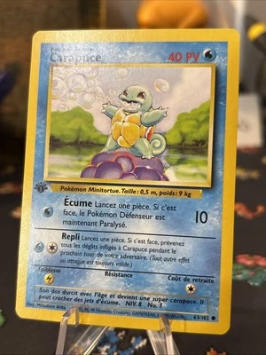 1st Edition French Squirtle (Carapuce) 63/102 Base Set 1999 Pokemon Near MintWow - Image 1 of 4
