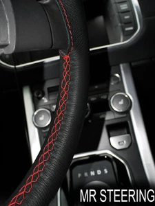 FOR MORRIS EIGHT SERIES 35-38 TRUE LEATHER STEERING WHEEL COVER RED DOUBLE STICH - Picture 1 of 2