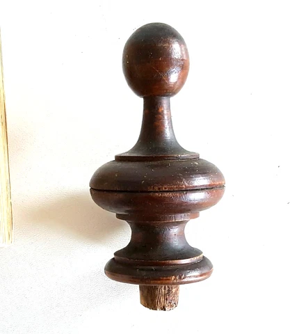 French antique turned wood post finial topper For restoration furniture 3.8 in Cover