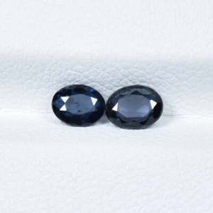 0.78 ct BEST GRADE DARK BLUE / NATURAL BLUE SAPPHIRE - Oval 2 pc Gems Video !! - Picture 1 of 2