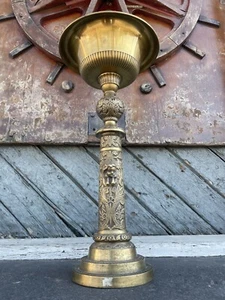 Großer antiker Weihwasserhalter aus massivem Messing aus dem 19. Jahrhundert! - Bild 1 von 6