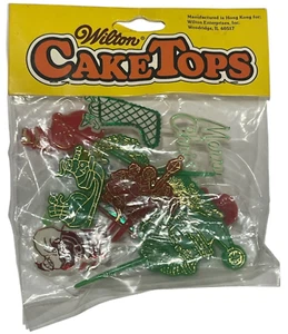 Vtg Wilton Christmas Cake Tops Hong Kong NEW 1 Pack of 12 Assorted Designs - Picture 1 of 8
