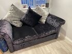 Dfs Two Seater Sofa Bed In Black & Grey Crushed Velvet