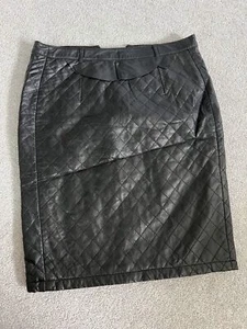 Alexander Wang Women Black Quilted Leather Pencil Skirt Size M - Picture 1 of 9