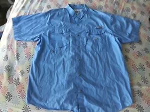 Columbia PFG Shirt Men's XL Blue Vented Fishing Performance Pockets Pockets - Picture 1 of 8