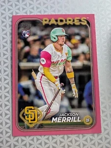 2024 Topps Update Jackson Merrill RC US210 Padres Pink Mother's Day SSP /50 - Picture 1 of 2