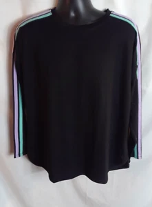 Cabana Crown & Ivy Shirt S Black Striped Long Sleeve Round Bottom Man or Woman - Picture 1 of 7