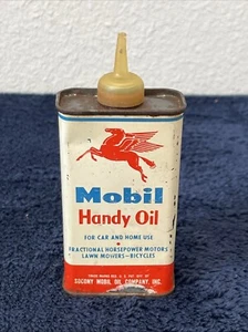 Vintage Mobil Household Handy Oil Tin Oiler Can-Winged Pegasus-4 Ounce - Picture 1 of 6