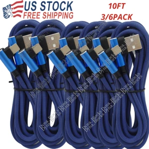 90 Degree Elbow USB Charger Cable 10FT For iPhone 13 12 11 8 7 6 5 Charging Cord - Picture 1 of 10
