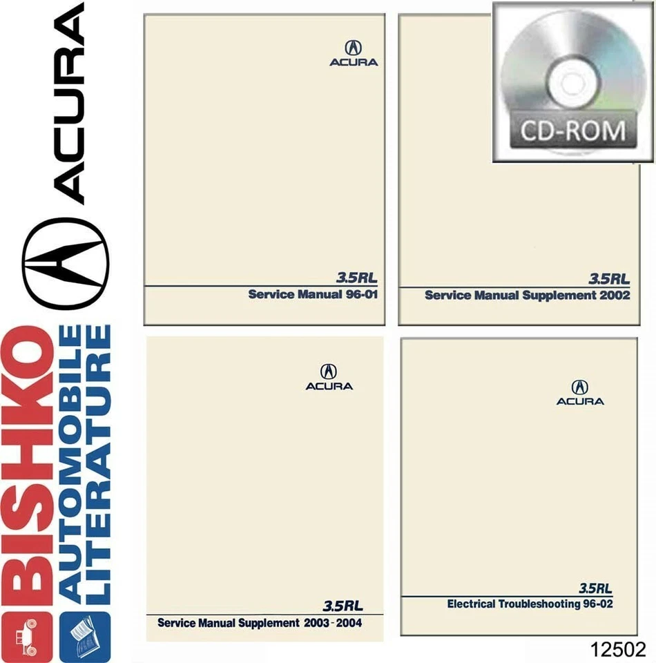 CD manual de reparación de servicio Acura 3.5RL 1996-2004 con suplemento y ETM Foto 1 de 1