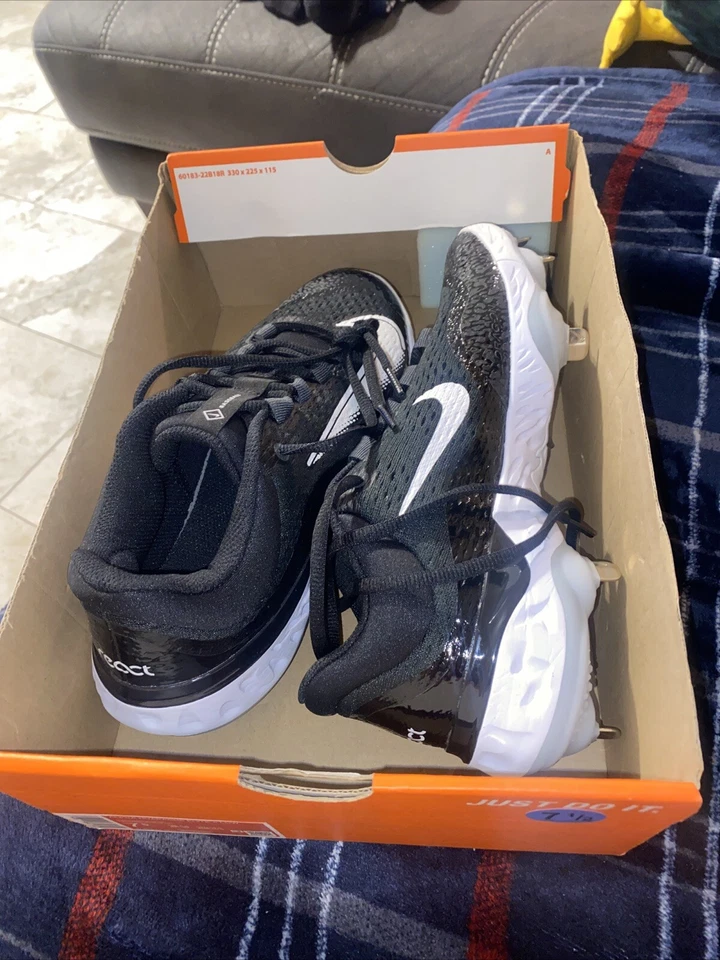 Nike DJ6521-001 Alpha Huarache Elite 4 Low Metal Baseball Cleats Black US 7.5