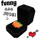 Śmieszny pierścionek zaręczynowy z 3 marchewką w pudełku - ślub praktyczny żart knebel żart