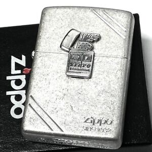 Zippo Oil Lighter Trick Metal Fire Diagonal Line Silver Brass NEW From Japan