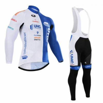 Hombres UHC Ciclismo Manga Larga Jersey Babero Pantalones Ciclismo Jersey Traje Bicicleta Jersey Foto 1 de 4