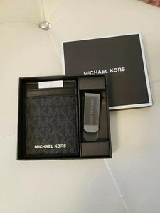 MICHAEL KORS HERREN KARTENETUI & GELDKLAMMER SET SCHWARZ UVP $ 118 - Bild 1 von 9