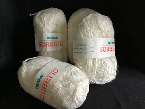 4 Vintage Balls Bernat “SORBETTO”-White Cotton, Acrylic, Viscose & Linen - Picture 1 of 3