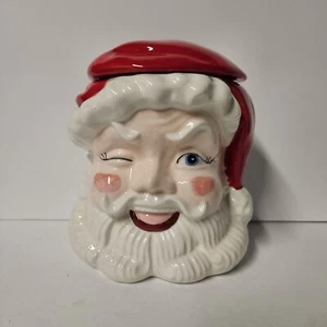 Vintage Winking Santa Claus Ceramic Cookie Jar 7” - Picture 1 of 10