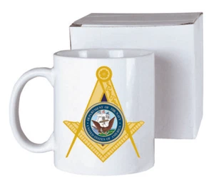 Marina de los Estados Unidos Masónica a todo color 11 oz. Taza de cerámica - Imagen 1 de 1