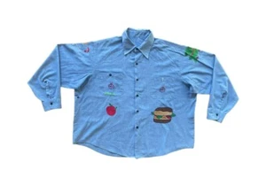 Vintage Hemd USA bestickt Jeansoptik XL Langarm Hippie blau - Bild 1 von 24