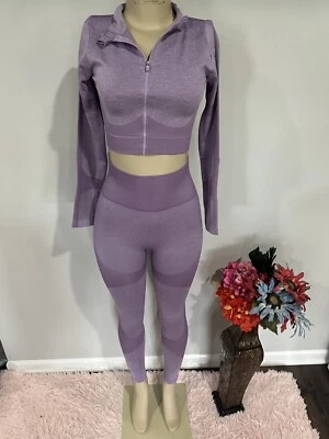 Workout set size Small jacket high waisted Leggings Purple - Image 1 of 4