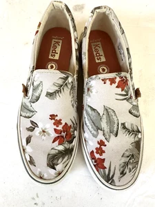 Keds Jump Kick Cream Tropical Floral Slip On Sneakers Womens Sz 6 Softerra - Picture 1 of 7