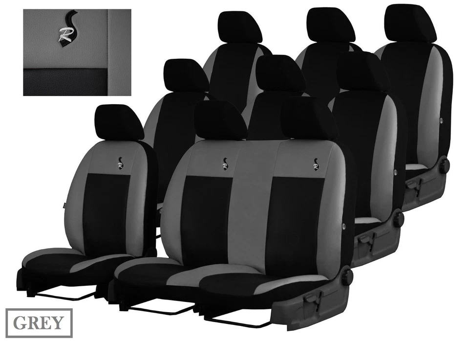 Fundas de asiento de cuero ecológico a medida VAUXHALL VIVARO COMBI MINIBÚS 9 PLAZAS 2014-19 - Imagen 1 de 4