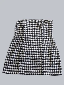 Mini Vestido L'Academie The Beatrice Sin Tirantes Negro Blanco Pata de Gallo Talla XL Otoño - Imagen 1 de 8