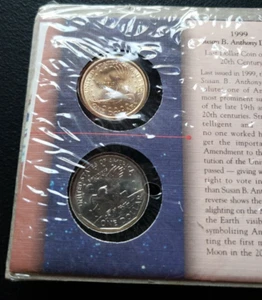 New Millennium - 1999 Anthony & 2000 Sacagawea Dollar - Münze Gedenkmünze Cover - Bild 1 von 9