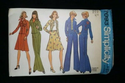 Simplicity 7093 Misses Jacket/ Skirt/ Pants Vintage 1975 Pattern sz 12 Cut   - Image 1 of 2