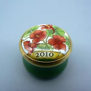 HALCYON DAYS ENAMELS MINI BOX 2010 POPPY ANEMONE FLOWERS PILLS SCREW TOP 2.5CM - Picture 1 of 10