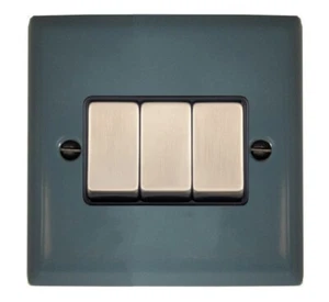 Interruptor de luz basculante G&H SDG303 placa de espectro gris oscuro 3 velocidades 1 o 2 vías - Imagen 1 de 1