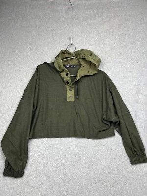 Suéter corto con capucha Zara para mujer M verde Normcore Foto 1 de 4