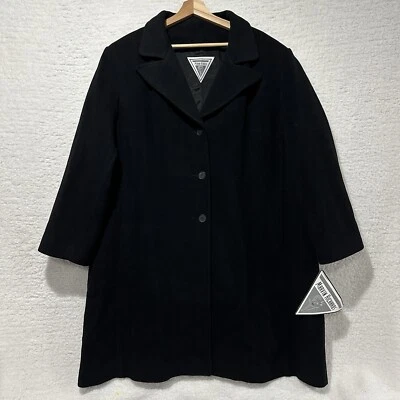 Abrigo para mujer Marvin Richards negro 100 % lana 3 botones delantero talla 2X nuevo con etiquetas hecho en EE. UU. Foto 1 de 4