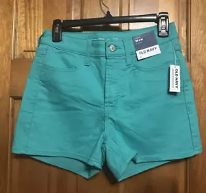 NWT Old Navy High Rise WOW 3" Inseam Aqua Turquoise Blue-Green Teal Size 2 - Picture 1 of 10