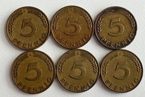 5 Pfennig 1949 D Bank Deutscher Länder 6 Stück - Bild 1 von 2