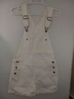 Old Navy Small White Slouchy Straight Non-Stretch White Jean Shortalls NWT