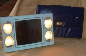 VINTAGE Mirror Go Lightly Makeup Lighted Two Sided Magnify Blue USA 1970 - Picture 1 of 6