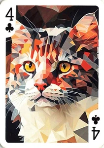 Tarjeta de juego intercambiable única Art Nouveau Cat -4 DE palos - Imagen 1 de 2