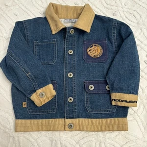 Trucker Jacke Baby Größe 2T Denim Jeans hellbraun Kragenbesatz Vintage Rocawear  - Bild 1 von 13