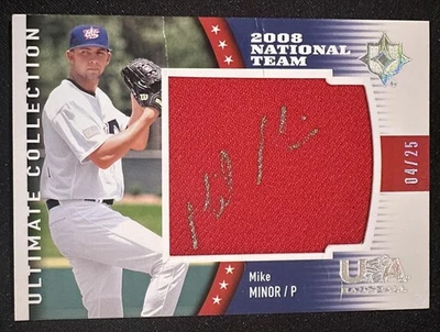 2008 USA Baseball National Team Mike Minor Jersey Auto Autograph /25 - Image 1 of 2