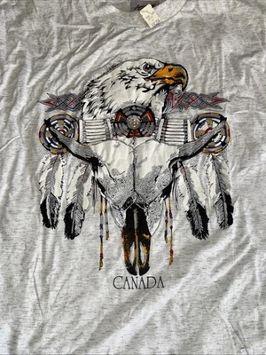 Camiseta De Colección Años 90 Canadá T Gráfica Águila y Calavera India Y2K Punk Talla XL Foto 1 de 4