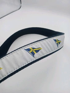 LeatherMan Ltd Cinturón Náutico Blanco Azul Cinturón Lona con Cuero Talla 34 - Imagen 1 de 7