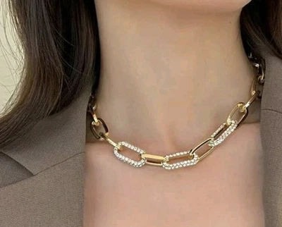 Collana CATENA Elegante Con ZIRCONI ARGENTO O DORATA A SCELTA - Immagine 1 di 4