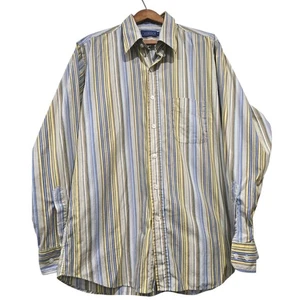 J McLaughlin Button Up Green Striped Long Sleeve Shirt 100% Cotton Size M - Picture 1 of 6