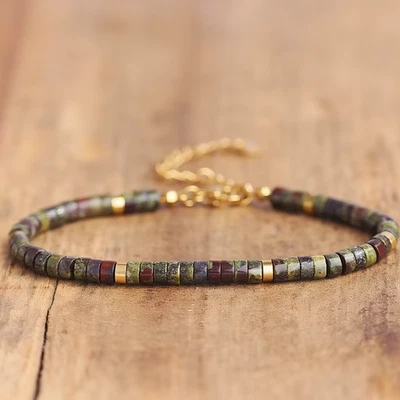 Pulsera de piedra de sangre de dragón tubo cuentas de cristal curación calmante pulsera para mujer Foto 1 de 3