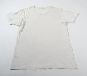 Vintage 70s Fruit Of The Loom Blank White T-Shirt Distressed Size L (Fits Like M - Bild 1 von 13