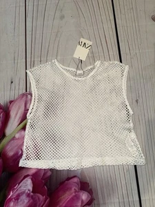 Zara Girl Size 11-12 152 cm White Cropped Top Sleeveless - Picture 1 of 2