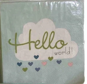 Target Hot Spot Napkins “Hello World!” Baby Shower Green 10 Packs Of 10. 5”x5”. - Picture 1 of 3